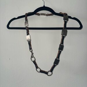 Vintage Black Belt With Metal Detail